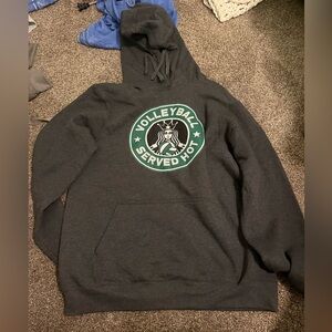 volley served hot grey hoodie